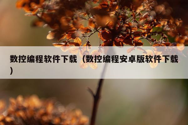 数控编程软件下载（数控编程安卓版软件下载）