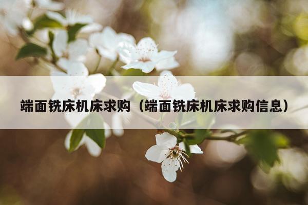 端面铣床机床求购（端面铣床机床求购信息）
