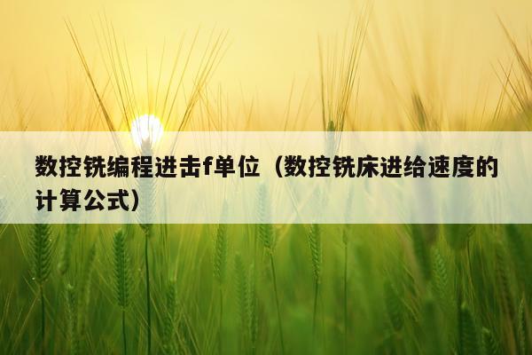 数控铣编程进击f单位（数控铣床进给速度的计算公式）