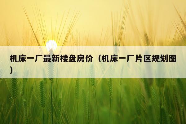 机床一厂最新楼盘房价（机床一厂片区规划图）
