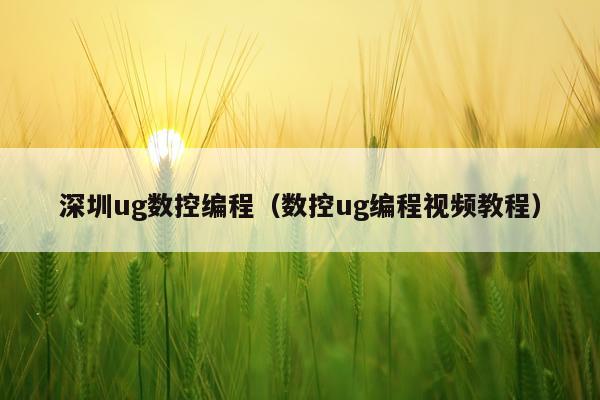 深圳ug数控编程(数控ug编程视频教程)